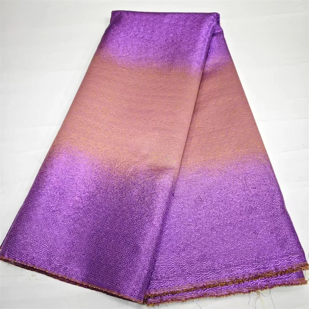 Фиолетовая африканская жаккардовая парчовая ткань, женская цветочная позолоченная кружевная дамасская ткань, нигерийская ткань Brocard, 5-ярдовая африканская ткань DB18