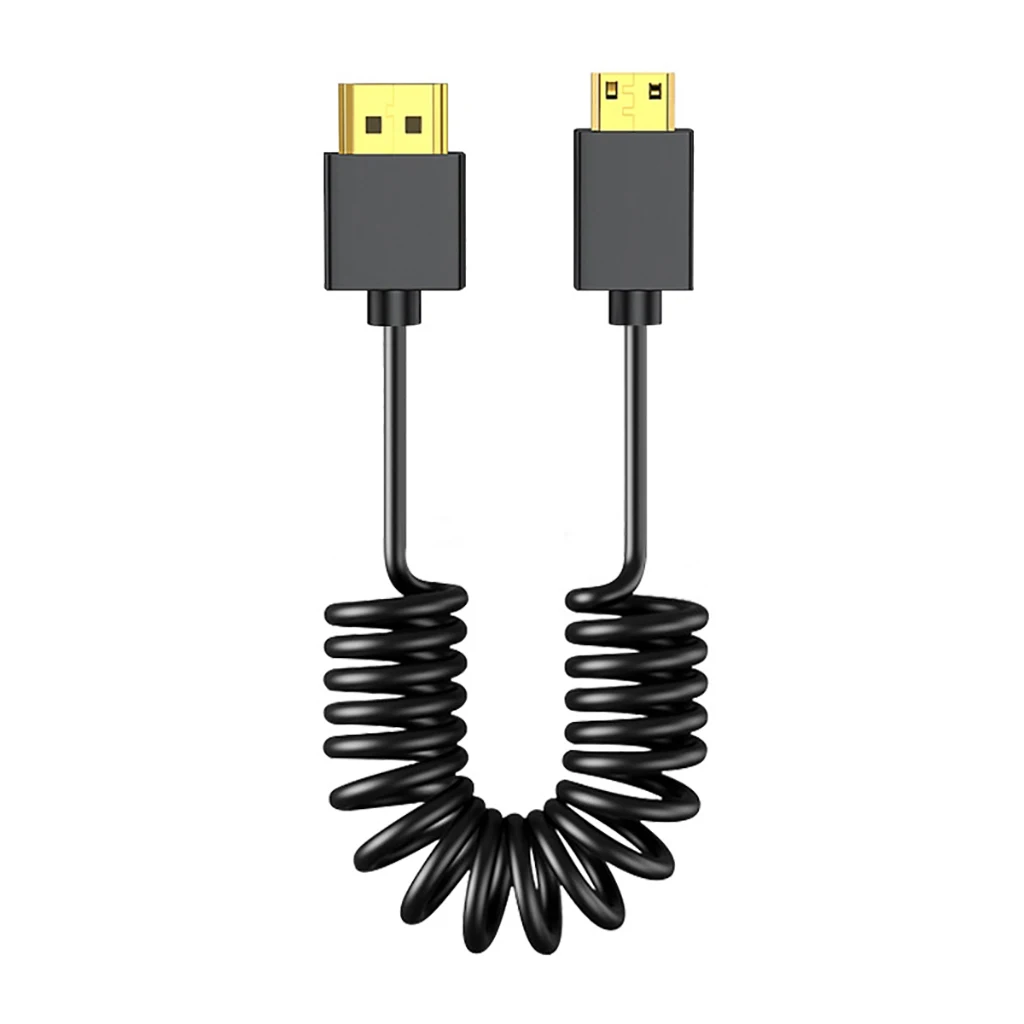8K HD Mini HDMI-متوافق/مايكرو HDMI-متوافق مع كابل بيانات الربيع لكاميرا DSLR مثبت رصد ملحقات استوديو الصور