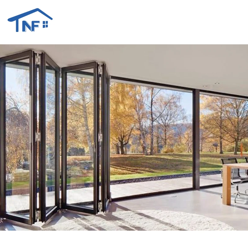 Modern Design House Build Aluminum Foldable Doors Double Triple Tempered Glass Bi-folding Doors