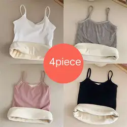 Winter White Underwear Tops Women Slim Thicken Soft Fleece Warm Tops Women Sleeveless Sexy Tight Elastic Simplic Vest Tops