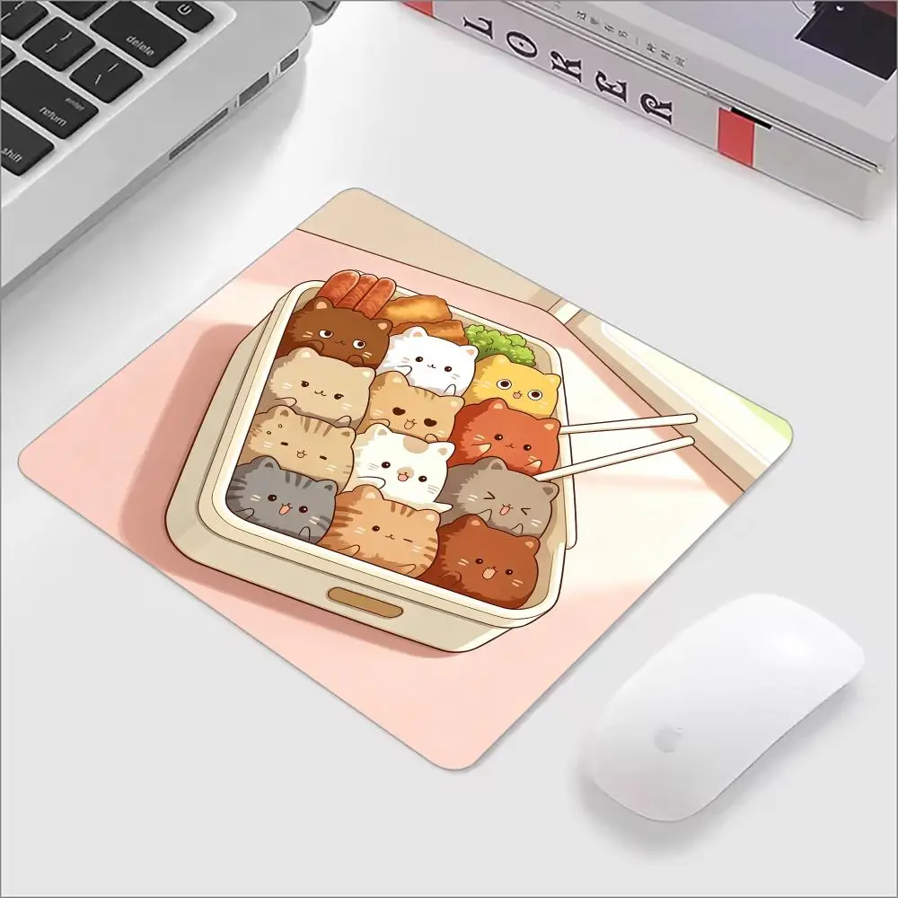 Kawaii Cute Cat Square Mouse Pad Cartoon Kitten Small Kerboard Desktop Mat PC Gaming Non-Slip Rubber Office Laptop Mouse Mat