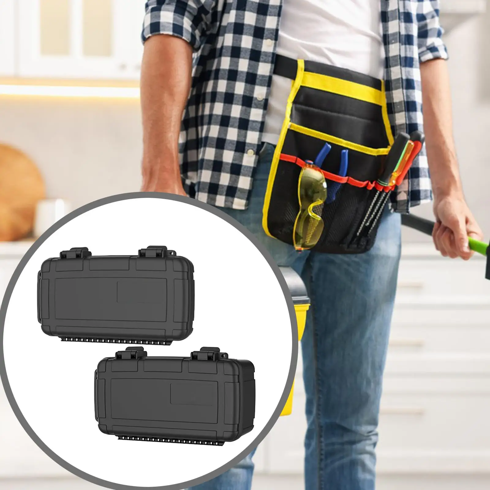 Scatola portautensili versatile con contenitore con inserto in schiuma Custodia rigida antiurto antipolvere con manico per elettronica Nero Robusto