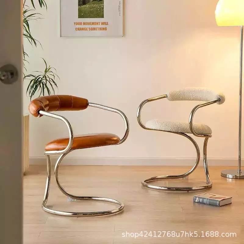 White Lambswool Bauhaus Stools Dining Bedroom Makeup Creative Design Stool Snake Lounge Back Armchair Living Furniture Taburetek