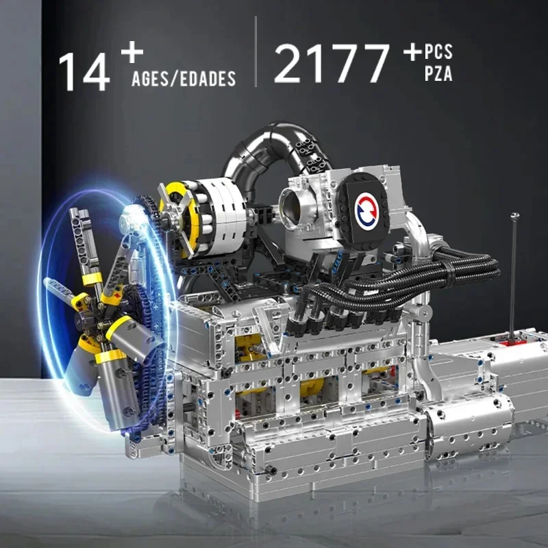 Mould King 10214 Technical Car Engine Toys The Motorized Rotary Piston Engine Building Block Brick Set Kids Christmas Gift