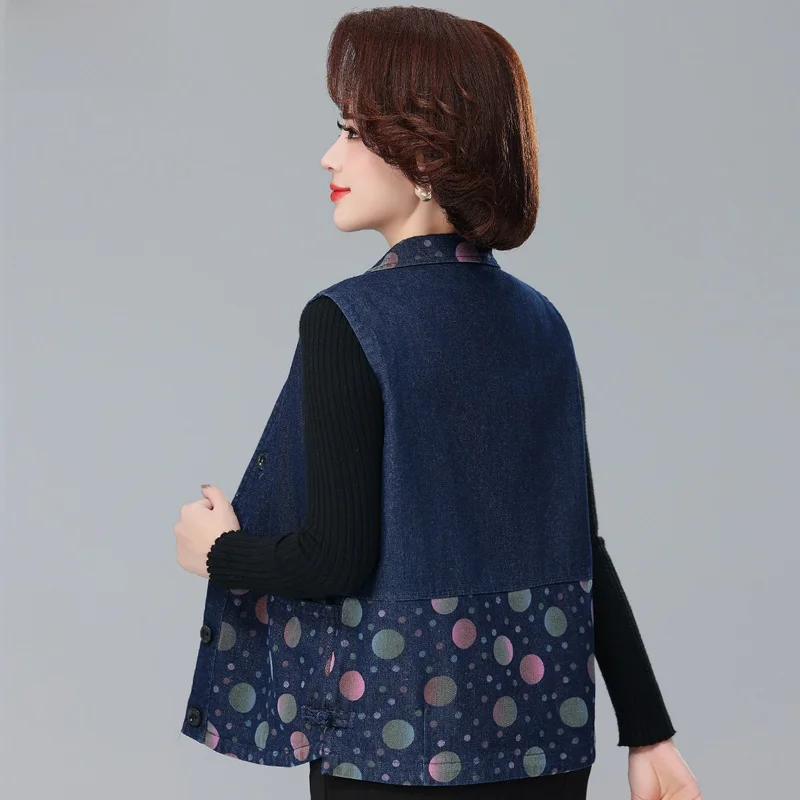 

Свободный джинсовый жилет на весну-осень, модная женская верхняя одежда для женщин среднего и старшего возраста, с воротником и застежкой на одну пуговицу
