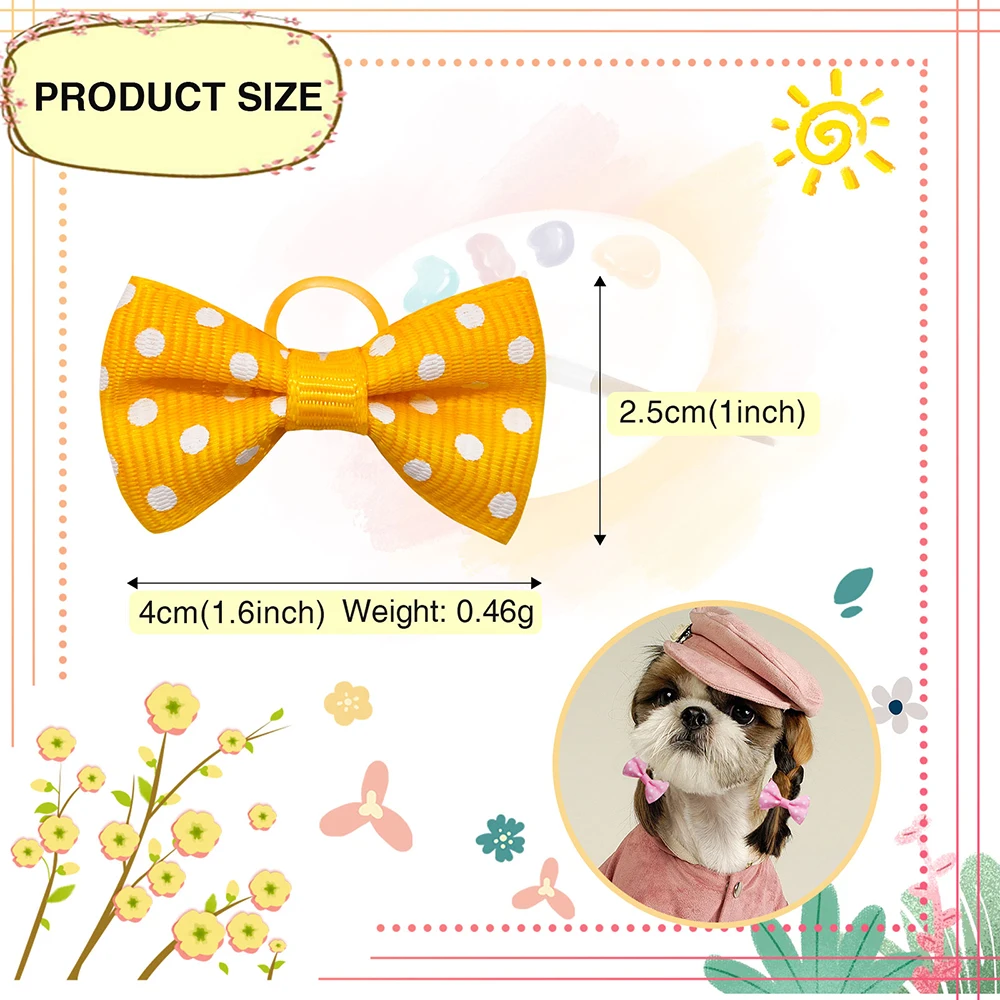 10PCS Pet Dog Hair Bows with Rubber Bands Dog Colorful Decorate Product for Small Dogs Puppy Pet Supplies Dog Hair Accessories