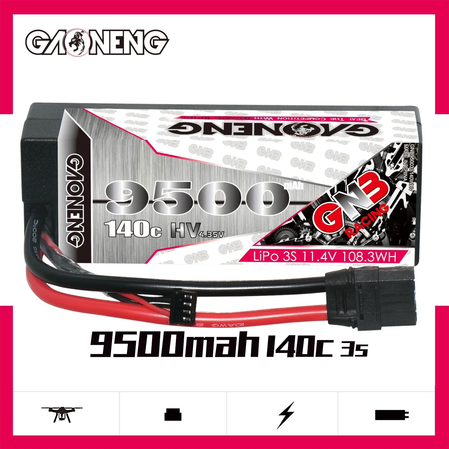 GNB 3S 9500mAh 리포 배터리, 11.4V 140C 280C 하드케이스 RC 배터리, 자동차 오프로드 차량 트럭 탱크 RC 버기 레이싱 취미 부품