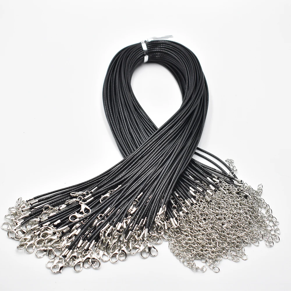 

Fashion Good quality 1.5MM 45cm black Wax rope lobster clasp necklace lanyard Jewelry pendant cords 100pc Free shipping