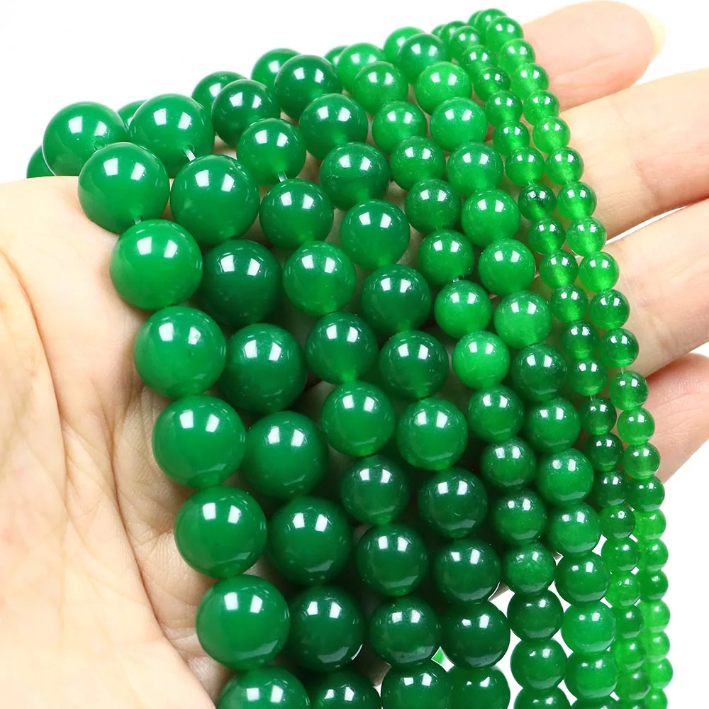 4/6/8/10mm Malaysian Jade Stone Natural Reiki Crystal Green Jade Round Loose Gemstone Accessories for Making Jewelry Handicrafts