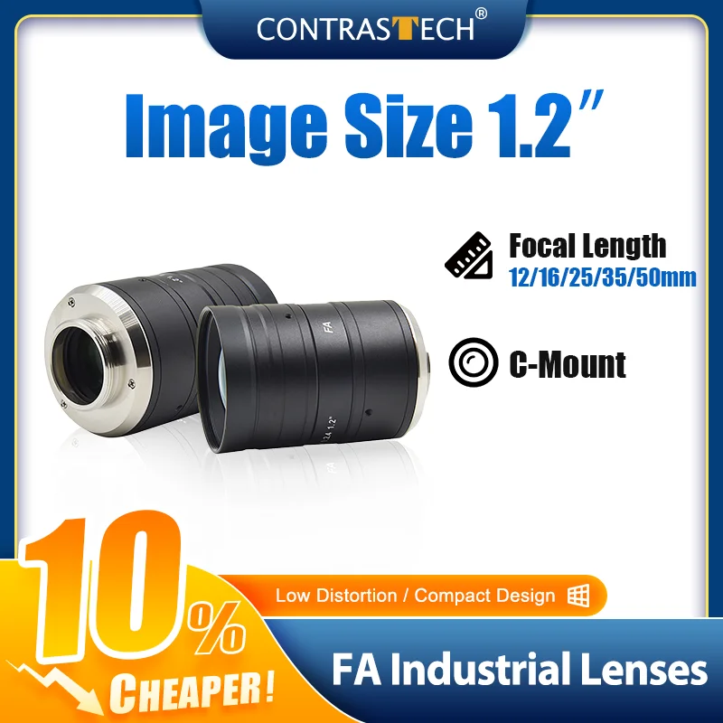 

1.2" 25MP Compact Design VS-HVA 12mm-50mm Fixed Optics High Resolution Lens for Accurate Image Contrastech