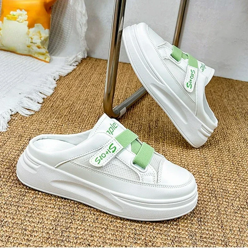 

Shoes Woman Summer 2023 New In Casual Slip-on White Shoes Ladies Comfort Mesh Flat Platform Mules Footwear Tenis De Moda