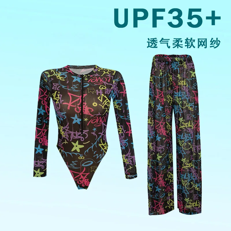 

New Summer Women's Sexy and Fashionable Printed Sunscreen Quick Drying One-piece Swimsuit Set