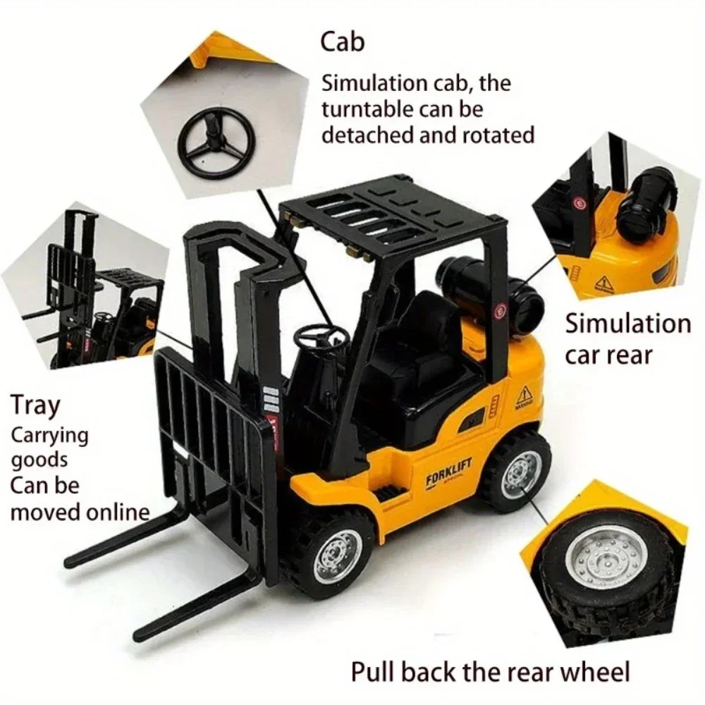 Kids Forklift Toy Alloy Engineering Pull Back Truck Model Toys Engineering Vehicle Model Alloy Car for Boys Christmas Birthday