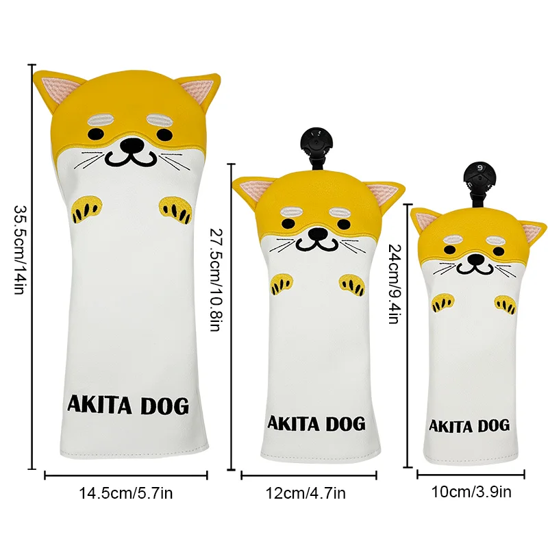 Golf Club Headcovers Set Dog Cartoon Animal Driver Fairway Wood Hybrid Lovely Design Golf Accessories