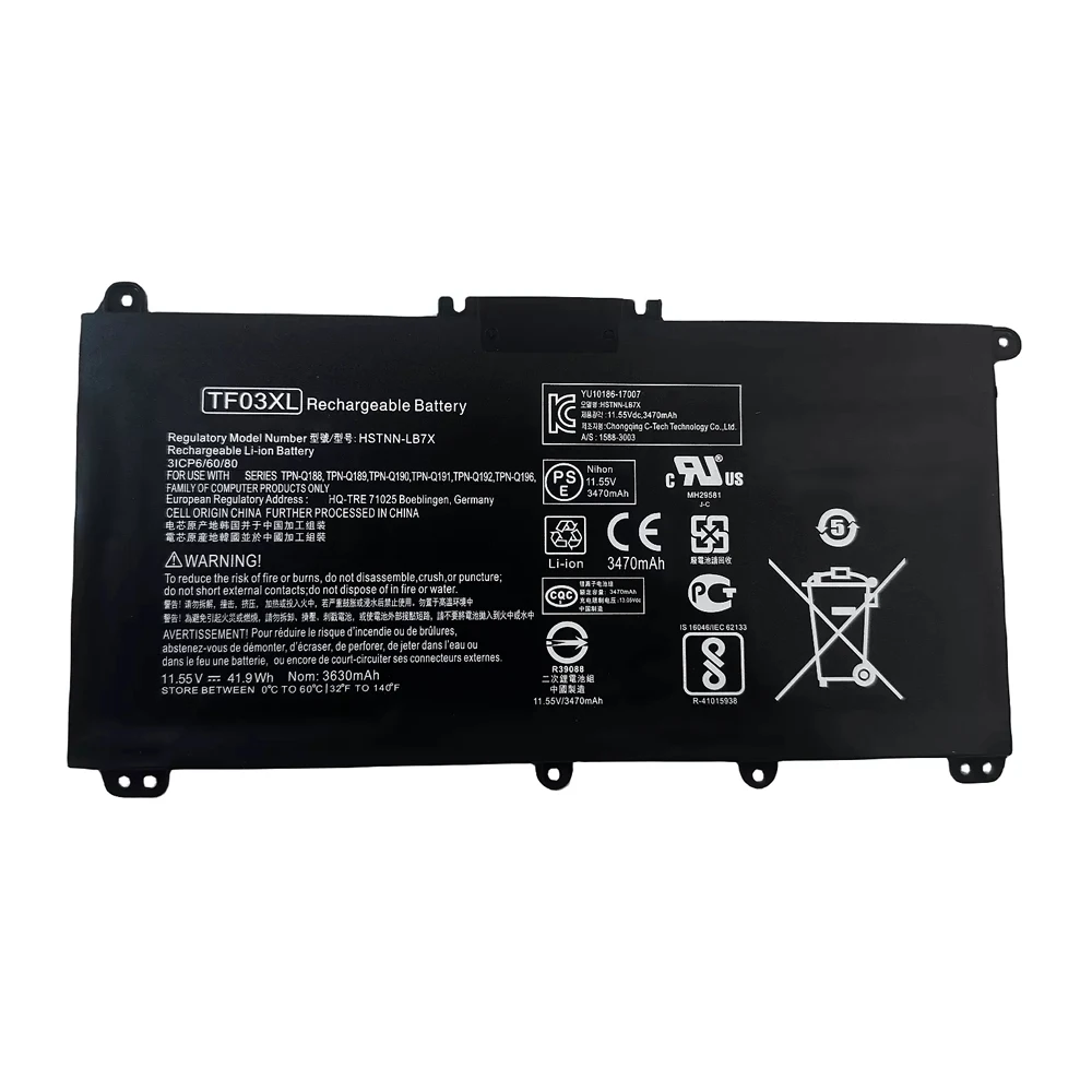 TF03XL 11.55V 41.9Wh 3630mAh Laptop Battery For HP Pavilion 15-CC 15-CD 17-AR HSTNN-LB7L 920070-855 TPN-Q196 TF03041XL