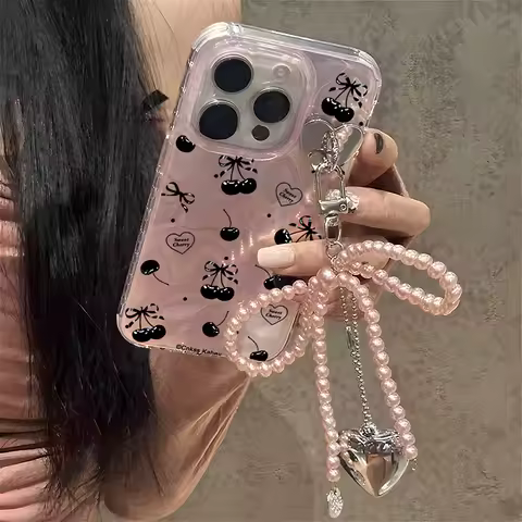 Cherry Heart Pendant Case For Infinix Camon 40 30 Tecno Spark 40C 40 30 Hot 60i 60 Pro Plus 50 Pro Note 50X 50S 50 40 ITEL A50