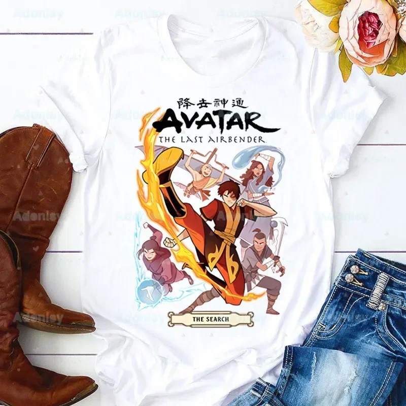 Avatar The Last Airbender Anime Women Harajuku Tops Summer Tops Graphic Tees Water Earth Fire Air T-shirt Clothes Girl T Shirt