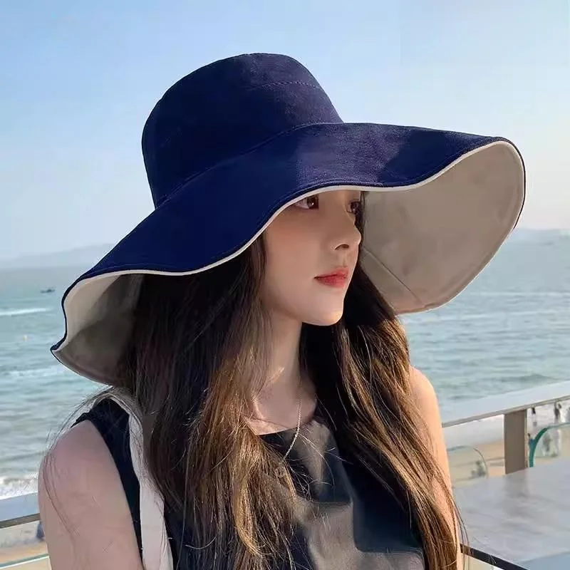 

Women's Summer Large Brim UV Protection Outdoor Sunade Casual Versatile Fierman Hat Fly Blue Valley Brand Summer Series
