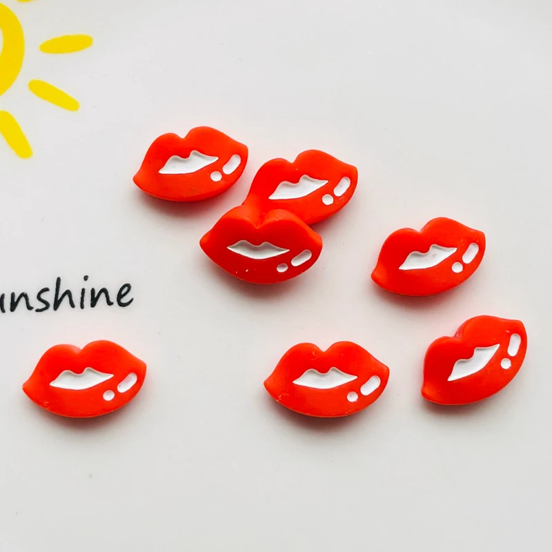 

20Pcs New Lovely Mini Cartoon Red Sexy Charm, Lips Resin Cabochon Scrapbook Diy Jewellery Hairpin Accessories Decorate Craft A52