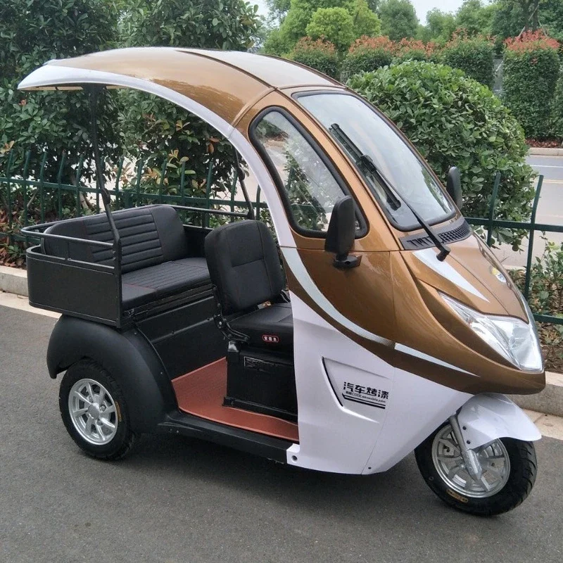 

Passenger and cargo semi-enclosed adult electric tricycle with sunshade ceiling 800W