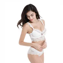Lace Padded Bra and Briefs Set Women #4
