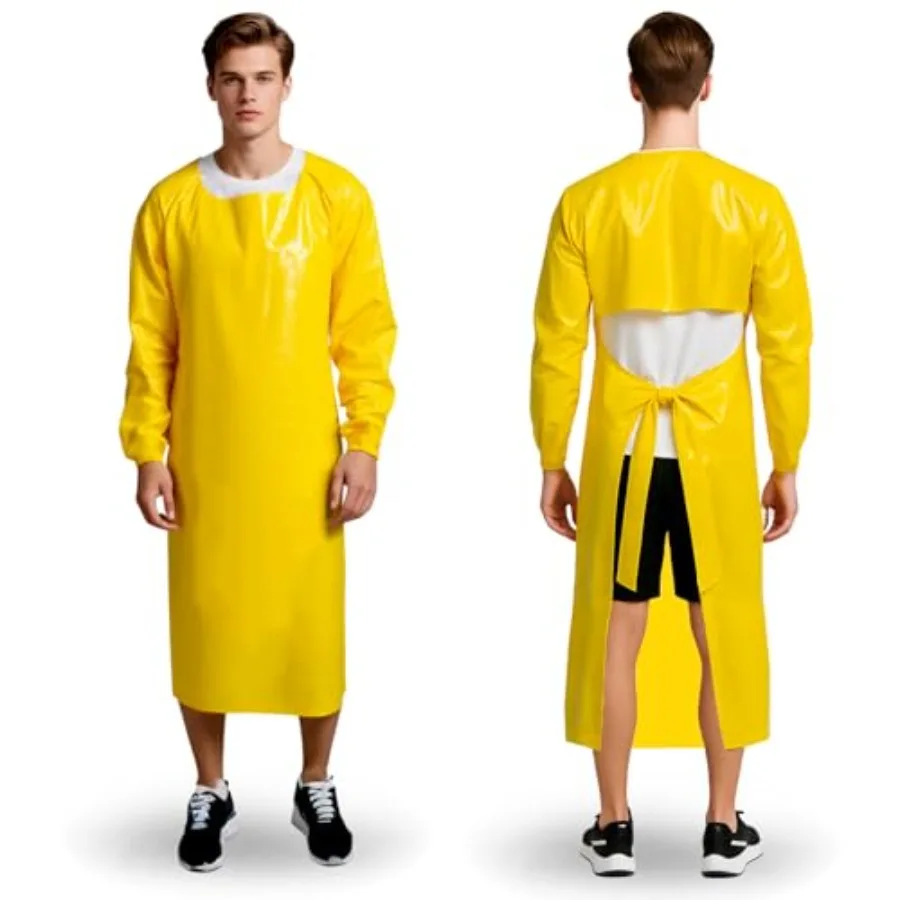 

ELEBOX Waterproof Apron with Long Sleeves, Safety Apron Work Uniform for Men and Women, Chemical Resistance Anti-Tear Apron