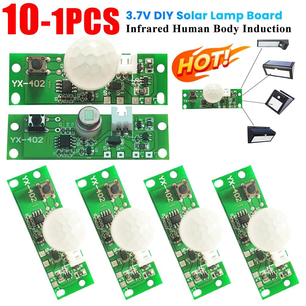 1-10PC 3.7V Solar Lamp Board Control Sensor Night Light Module Controll Module Infrared Human Body Induction Solar Circuit Board