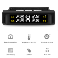 Car TPMS Tire Pressure Monitoring System Solar Charging HD Digital LCD Display Auto Alarms Wireless External Sensors TPMS