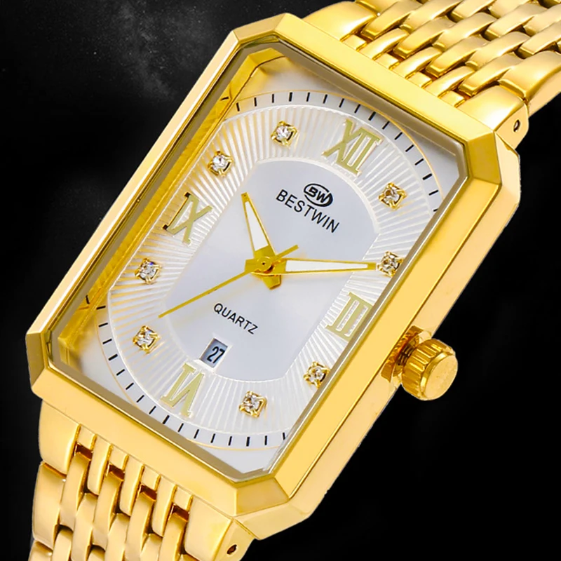 Square Men Gold Wrist Watches Date 2024 Top Brand luxury Business Stainless Steel Men Watches for Male Clock Relogio Masculino