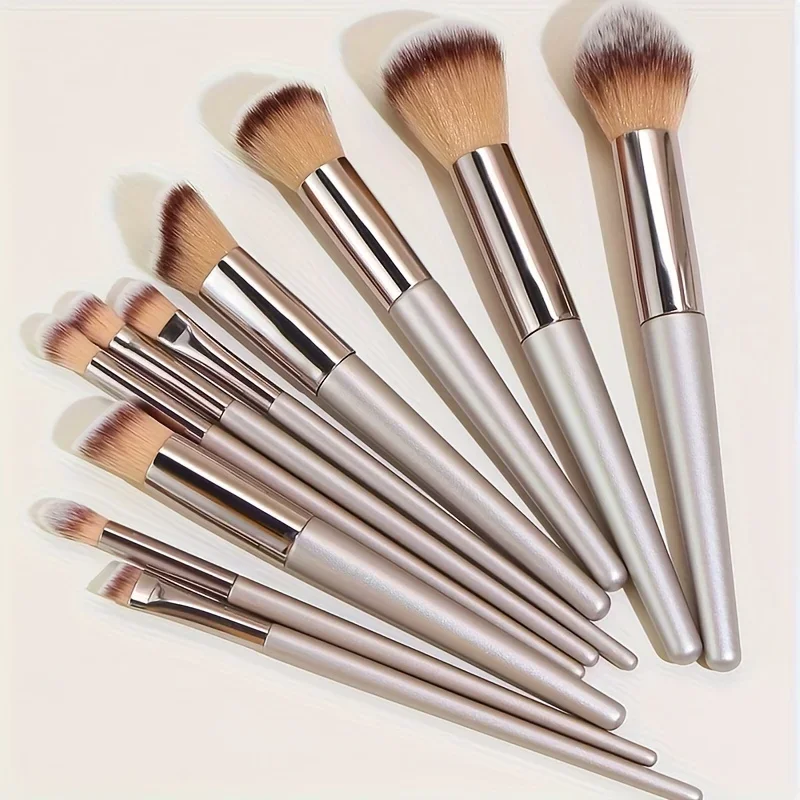 10-Piece Makeup Brush Set - Champagne, Eyeshadow Brush, Foundation Brush Multi-Functional Professional Brush Set