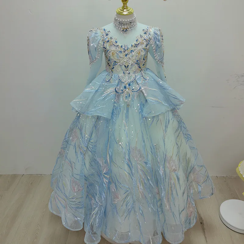 

2025 High-end gorgeous Children's Princess Evening Gown Sequin Design Wedding Birthday Baptism Easter Eid Party Girls Dresses