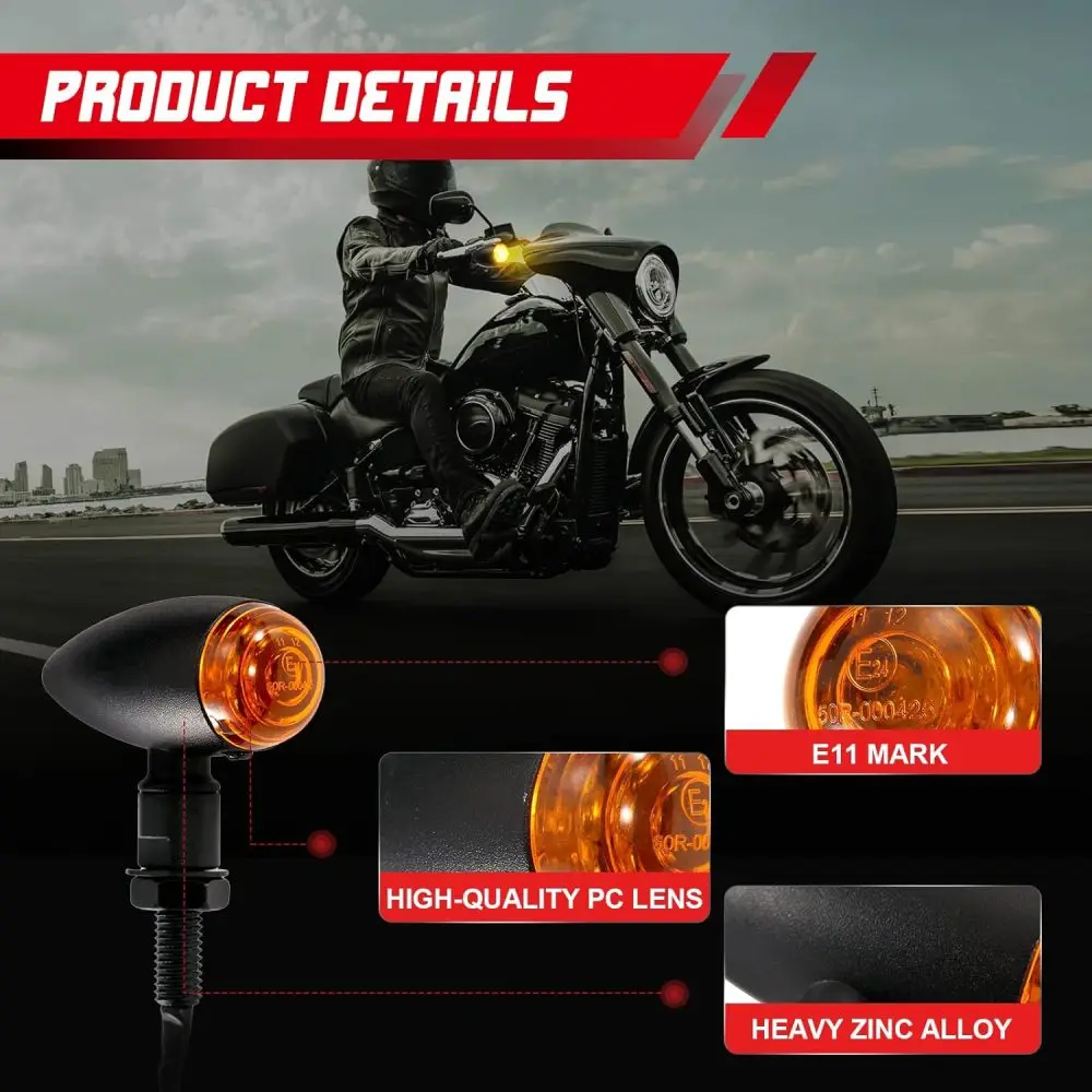 

Metal Motorcycle Retro Turn Lights Modified Metal Small Fish Bullet Turn Signal Lights Modified Electroplated Smoke Lamp Shade