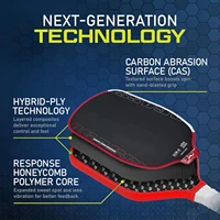 Raqueta de Pickleball profesional, raqueta Agassi Pro de fibra de carbono T700 de 16mm, resistencia y sensación mejoradas, diseño rojo y blanco, 1 ud.