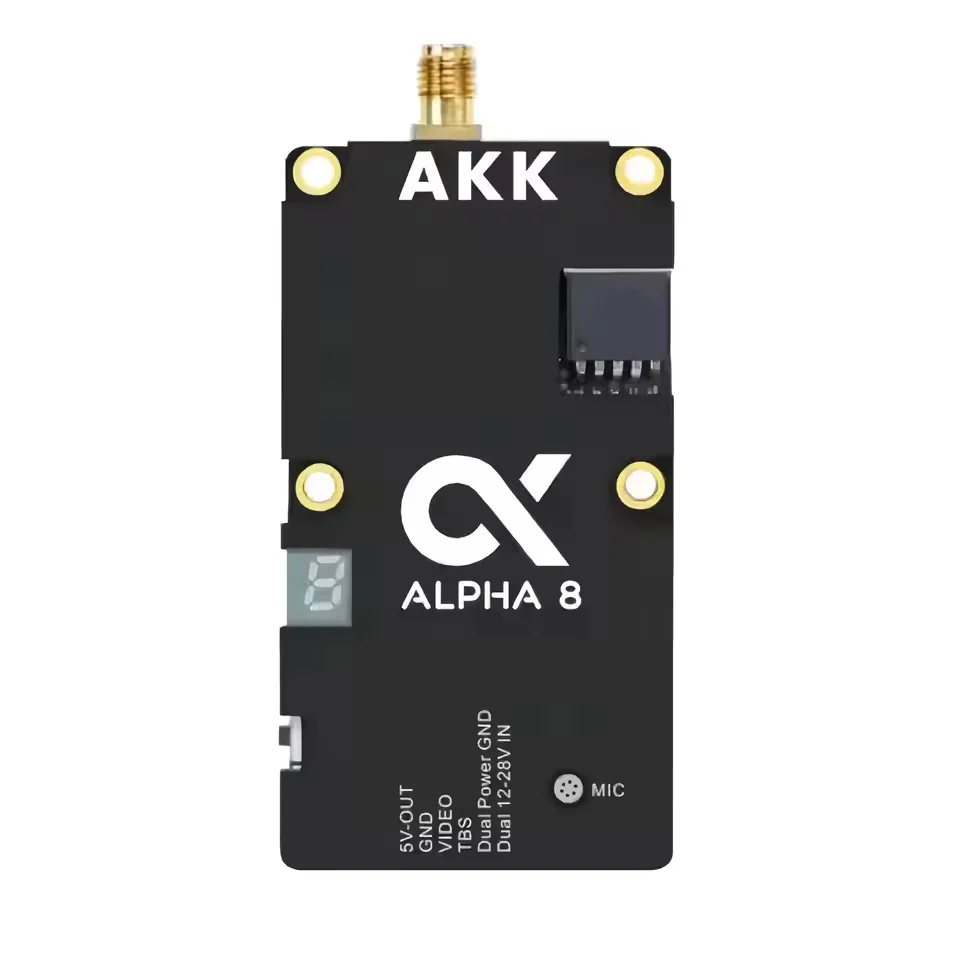 FPV VTX AKK Alpha 8 8W Video Transmitter Audio 4.9Ghz 5.8GHz 80CH 8W 5W 3W 1W Power Switchable with Antenna for Racing Drones