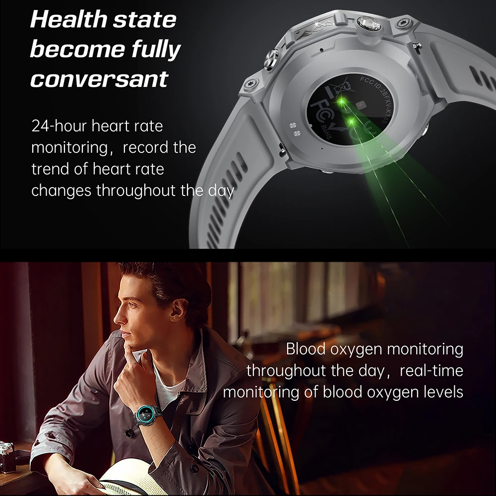 2025 مصباح يدوي عسكري رياضي ساعة ذكية رجل مدمج ثنائي النطاق GNSS البوصلة 5ATM مقاوم للماء 1.43 بوصة AMOLED HD Smartwatch