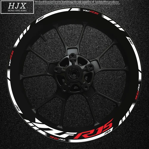 Pegatina de borde exterior de borde grueso R15, pegatina de cubo de rueda a rayas adecuada para logotipo de motocicleta Yamaha YFZR15, reflectante de alta calidad