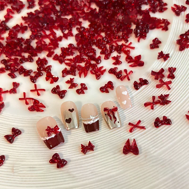 50 قطعة مزيج ملون لطيف القوس الشريط الراتنج مسمار الفن زينة ثلاثية الأبعاد فراشة مسمار حلية مجوهرات موضة DIY بها بنفسك اكسسوارات مانيكير