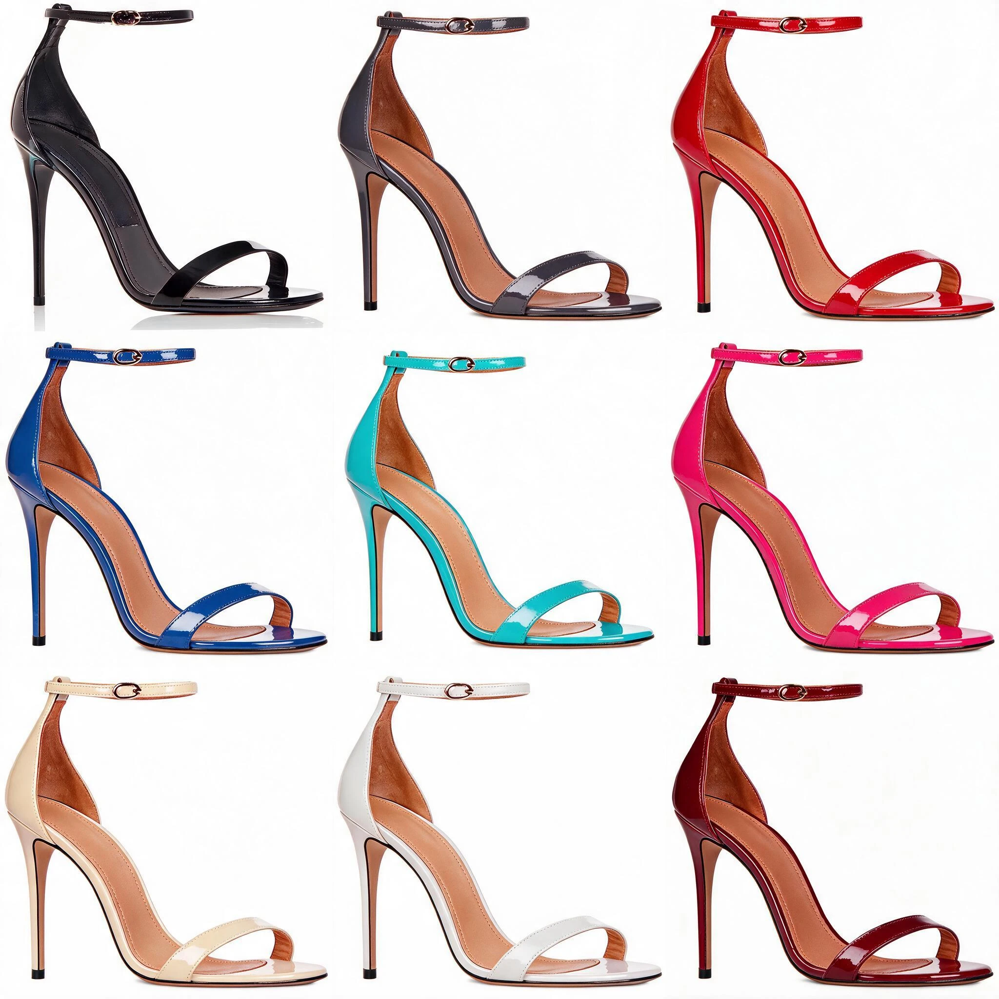 【Measure Your Feet Length Before Order】Ankle Strap High Heels Sandals Woman Summer Lady Stilettos Dress Shoe On Heels 50-CHC-30