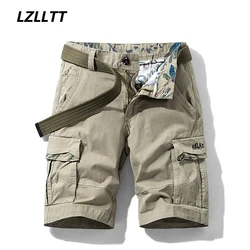 Zomer Heren Multi Pockets Cotton Cargo Shorts Mannen Mode Effen Quick Dry Shorts Mannen Outdoor Ademend Militaire Shorts Mannelijke Hot