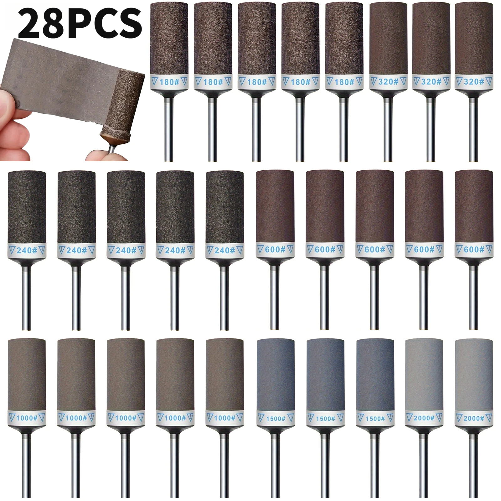 

28PCS Sanding Drum & Sandpaper Kit (1/8" Shank) Perfect for Metal Rust Removal, Gemstone Polishing, & Stone Grinding