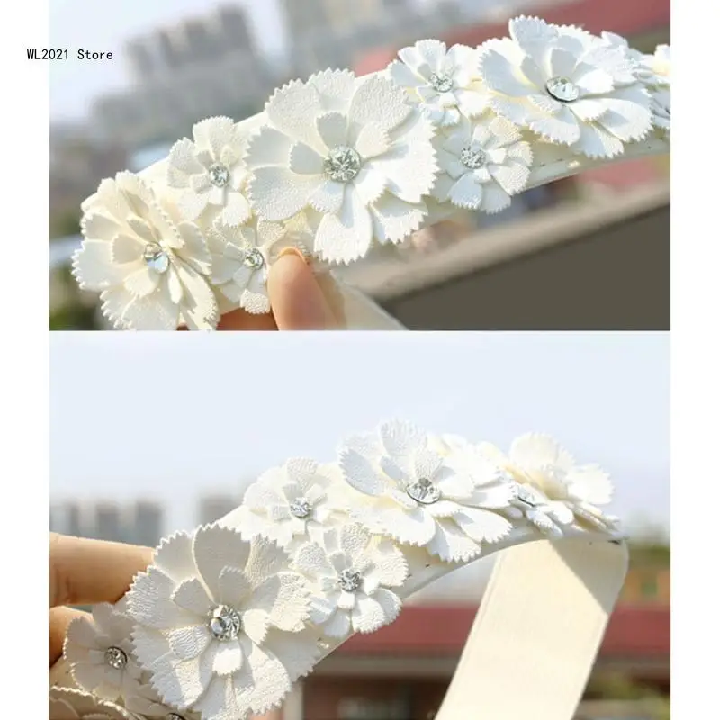 Delicate PU Flower Waist Belt Women Elastic Belt Stretchy Flower Belt Wide Waistband for Woman Shirt Blouses Coat Decor