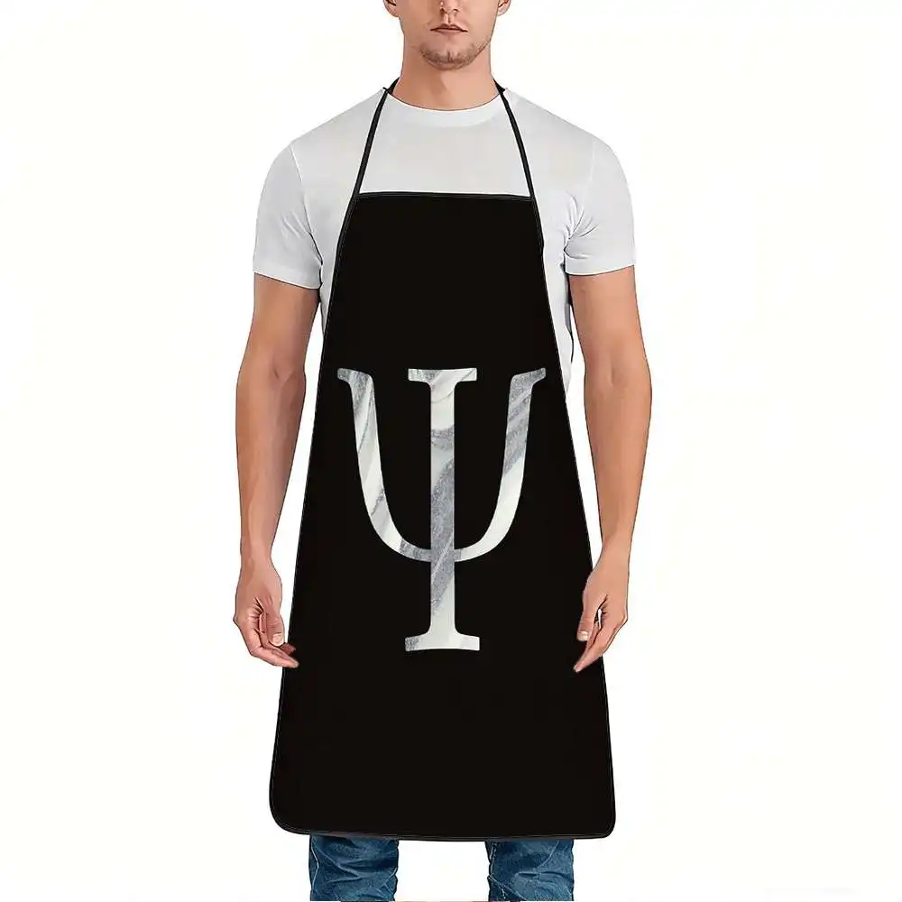 1pc Marble Greek Psi Symbol Print Apron, Durable and Easy to Clean, Adjustable Waistband, Polyester Material, for Kitchen Cookin