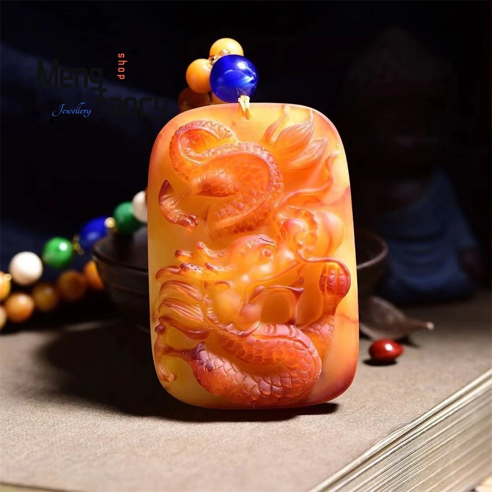 

Old Beeswax Frosted Dragon Brand Pendant, Ethnic-Style Sweater Chain, Men's And Women's Necklace Pendant Fashion Jewelry Elegant