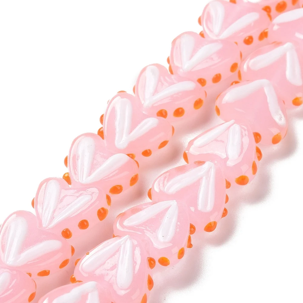 PandaHall 1 Strang handgefertigte Lampwork-Herzperlen, 14-17x16,5-17x6,5-7mm, 38cm Länge für DIY Halsketten- und Armbandherstellung – Detail 17
