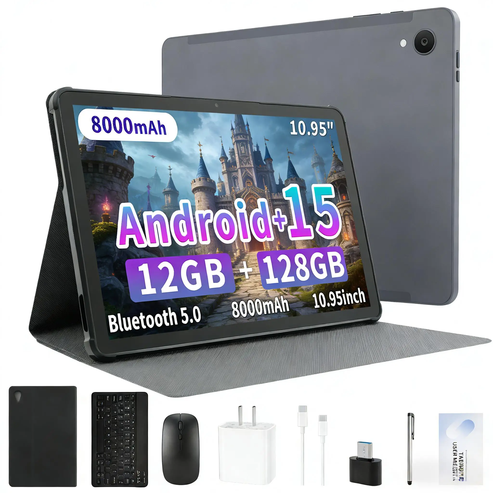 ANRY Budget Android 15 Tablet 10.95 Inch Octa Core 12GB RAM 128GB ROM WiFi Bluetooth Dual Cameras GPS Google Play GMS Tablet PC