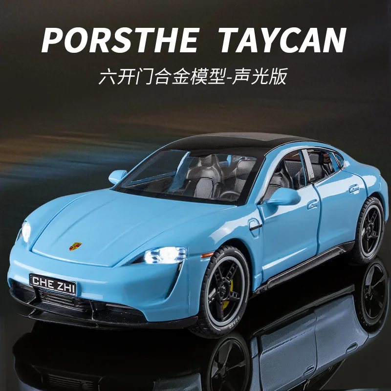 1:32 Porsche Taycan High Simulation Diecast Metal Alloy Model car Sound Light Pull Back Collection Kids Toy Gifts A547