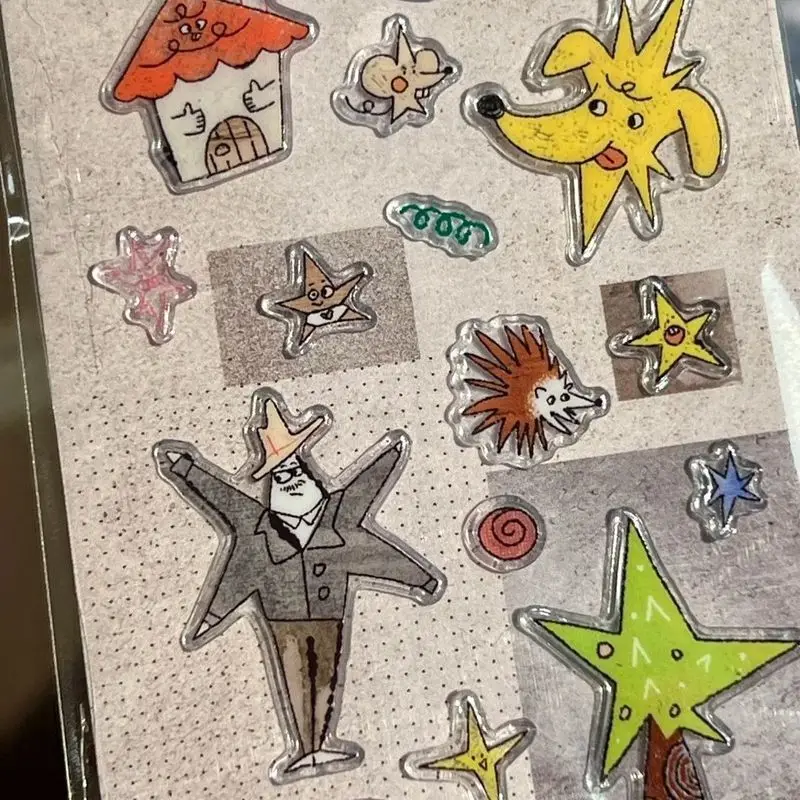 الفنان الكوري لطيف ستار التوضيح هلام ملصقات عالية الجمالية Diy بها بنفسك مجلة قضية الهاتف المحمول سماعة الشارات الهدايا