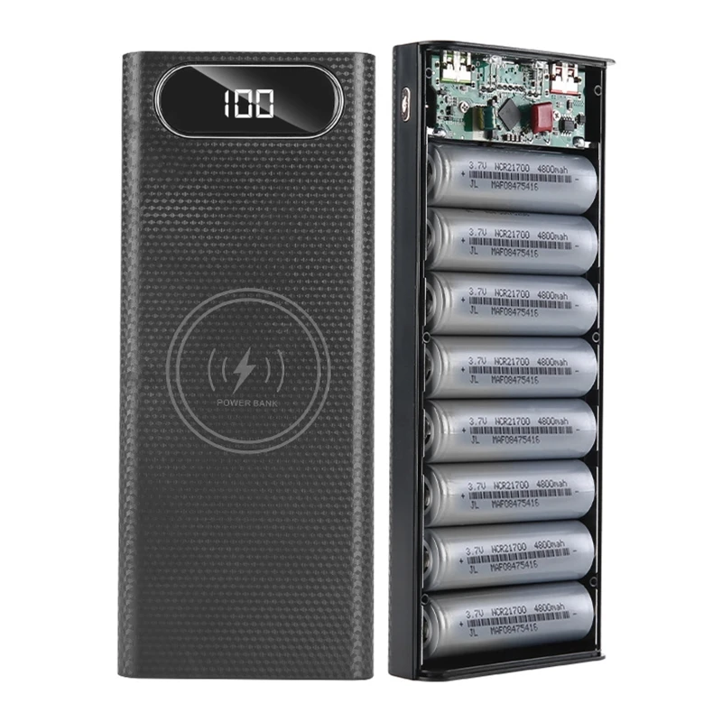 Detachable 5W 10W 22.5W QC3.0 LCD 8x21700 Battery for Case for Shell Fast Wireless Charging Box Portab