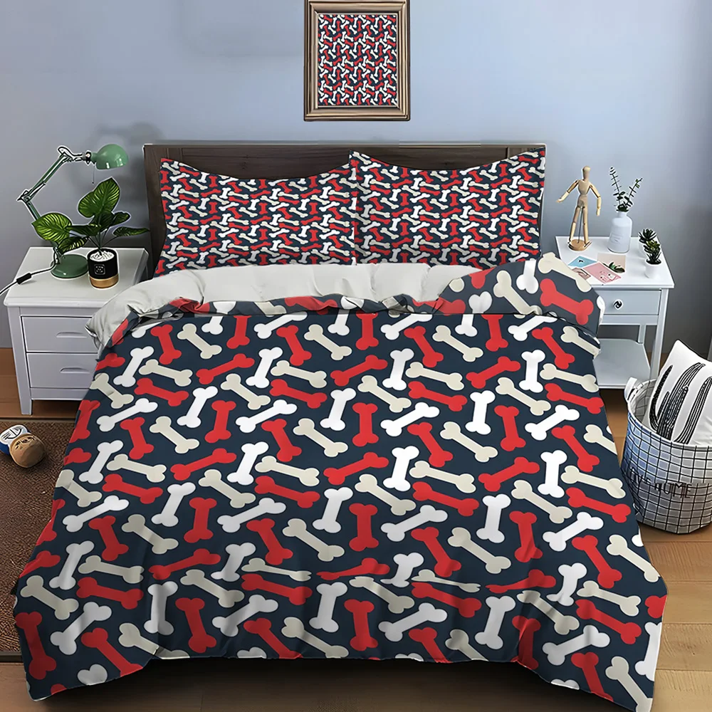 Colorful bone pattern background Print Bedding Set 1 Duvet Cover 2 Pillowcases for Adult and Children Luxury Gift Full Size