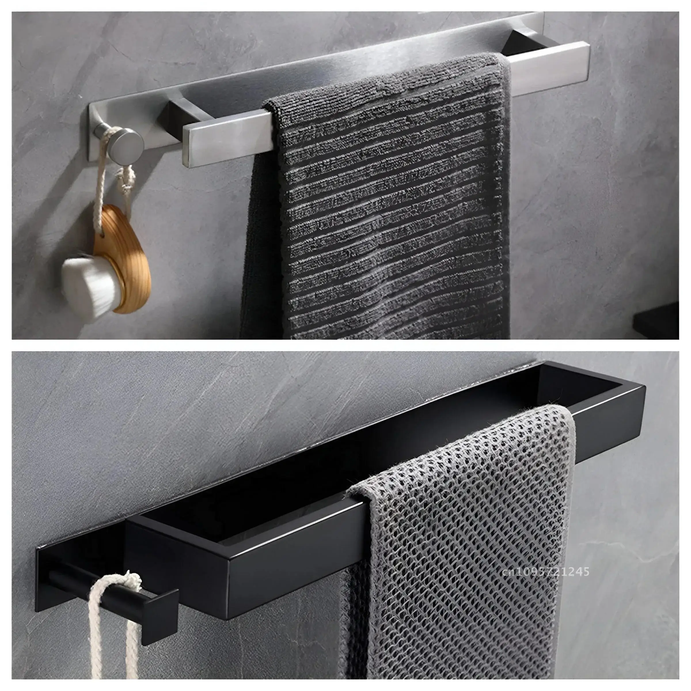 Towel rack，304 Stainless Steel Bathroom Towel Rack Bar Bathroom Towel Rack， Hardware Single Punchless